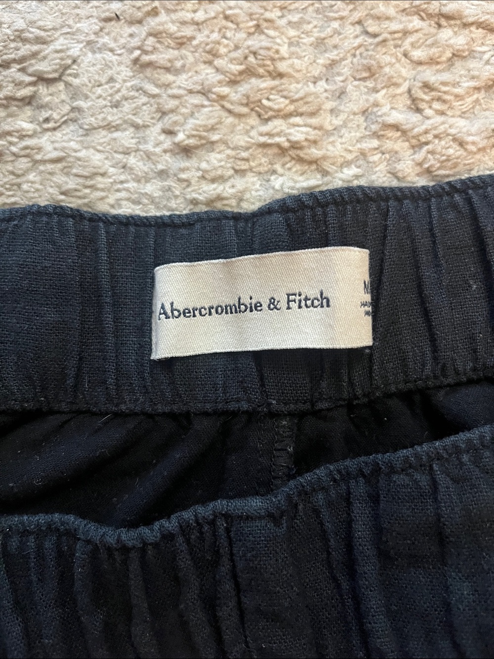 Abercrombie and Fitch Black Relaxed Fit Linen-Blend Pull On Pants Medium - Picture 2 of 8
